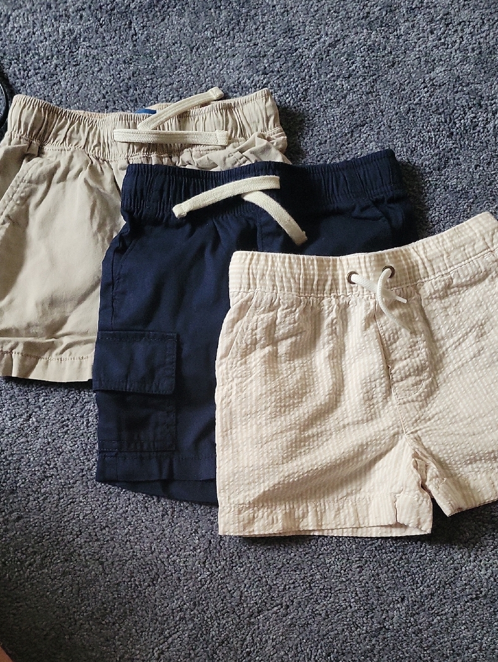 Old Navy Boys Pull-On Shorts Trio - Navy and Beige Tones